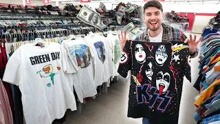 $1000 in T-SHIRTS at the THRIFT STORE! Huge Vintage Band Tee Haul! Trip to the Thrift!