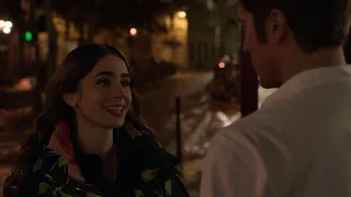 Emily in Paris / Kissing Scene — Emily and Gabriel (Lily Collins and Lucas Bravo)