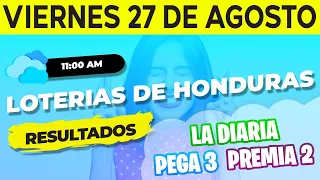 Sorteo 11AM Loto Honduras, La Diaria, Pega 3, Premia 2, Viernes 27 de Agosto del 2021 | Ganador 😱🤑💰💵