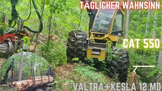 Täglicher Wahnsinn: Schneiden mit Husqvarna 572XPG + Cat 550 und Rückung mit Valtra T170 +Kesla 12MD