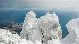 гора АЙ-ПЕТРИ КРЫМ ЗИМОЙ - Ялта, Водопад Учан Су и Серебряная Беседка от крымчанин