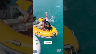 Boat Rescuer Falls Over Backward #shorts