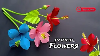 Hibiscus Paper Flower Makeing / Paper Flowers /Easy Crafting / DIY / Home Decorater Flowers makeing