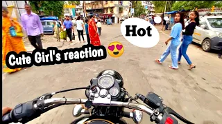 Bullet 🔥 Full Loud Exhaust | Crazy Public Reaction | Cute Girl | No 1 Silencer | #motostic