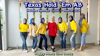 Texas Hold 'Em AB | Absolute Beginner Line Dance | Demo by Happy Moms Line Dance  (INA)