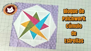 Bloque de Patchwork Cluster de Estrellas. Paper Piecing para Principiantes del Quilting.