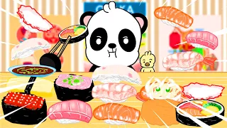 Panda Tongtong's trip to Japan Osaka Sushi Mukbang (Japan Osaka Sushi Mukbang Animation ASMR)