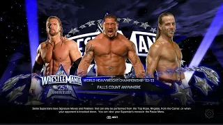 "🔥 WWE 2K24 FULL MATCH —  Triple H vs Batista vs Shawn Michaels — World  Title Match!"