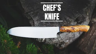 Knife making - CHEF'S knife with STABILIZED wood handle