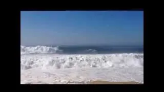 Big Waves at The Wedge while Lifeguards Rescue a Swimmer