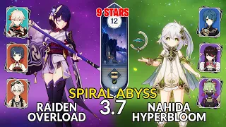 New 3.7 Spiral Abyss│Raiden Overload & Nahida Hyperbloom |Floor 12 - 9 Stars| Genshin Impact