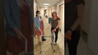 Walking with cane or walker
