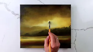 Shimmering Lake at Sunset | Sun through Clouds | Lonely tree | Step by step acrylic painting demo