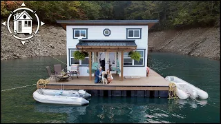 Homemade floating cabin built to live full time on the water