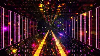 Boucle de DJ illustration 3D avec des lumières rondes néon multicolores 4K