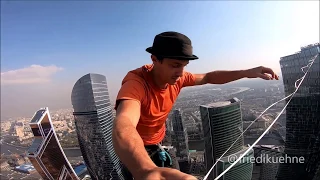 Casual selfie interview by Friedi Kühne, while strolling 350m high through the air
