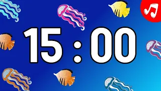 🎵⌛ 15 Minute TIMER - Aquarium Countdown with Calm And Relaxing Music | Alarm At The End