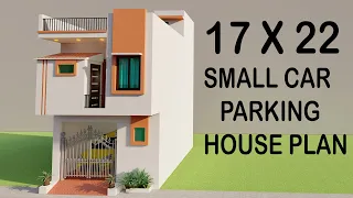 सबसे अच्छा घर का नक्शा,Small Car Parking 2 Bedroom House Design,17 by 22 makan ka naksha