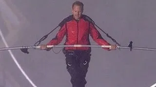 Megastunts: Nik Wallenda Takes the First Step in His Tightrope Walk Over Niagara Falls