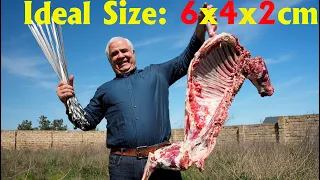 SIZE OF MEAT PIECES FOR BBQ SHISH KEBAB. ENG SUB
