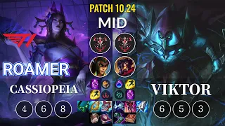 T1 Roamer Cassiopeia vs Viktor Mid - KR Patch 10.24