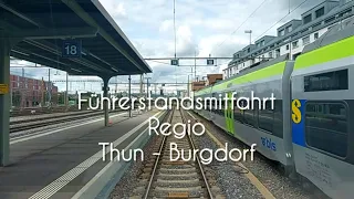 Cab ride on the Regio from Thun to Burgdorf in a BLS RABe 535.