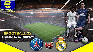 eFootball 2022 PC Realistic Gameplay / Paris Saint-Germain vs Real Madrid Match 60Fps FHD