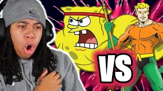 SpongeBob VS Aquaman | DEATH BATTLE!.. Versus A WHOLE Super Hero?! IDC Sponge Is Still Winning 🤷‍♀️💪
