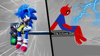 SONIC VS Stickman Dismounting live funny and epic moments #104