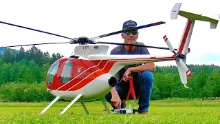 STUNNING GIANT RC HUGHES-500 SCALE MODEL TURBINE HELICOPTER FUN SCALE FLIGHT DEMONSTRATION