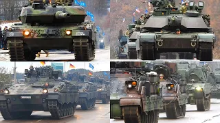 Lithuanian and NATO military vehicles arrive on Parade in Vilnius (Lithuania)