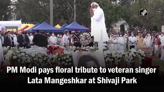 PM Modi pays floral tribute to veteran singer Lata Mangeshkar at Shivaji Park