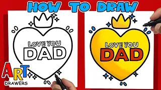 How To Draw Happy Father's Day DAD Easy Card LOVE YOU DAD Heart❤️