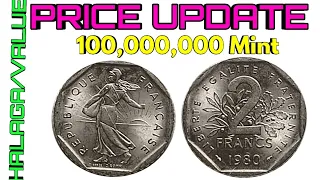 2 Franc 1980 France Coin Value "100,000,...M Mint"