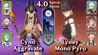 C0 Lyney Mono Pyro & C0 Cyno Aggravate | Spiral Abyss 4.0 - Floor 12 9 Stars | Genshin Impact 4.0