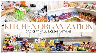 GROCERY HAUL AND CLEAN WITH ME | FRIDGE & PANTRY ORGANIZATION | KITCHEN ORGANIZATION IDEAS