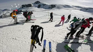 Skiing Plateau Rosa 3480m (Breuil-Cervinia) over the border into Zermatt March 2023