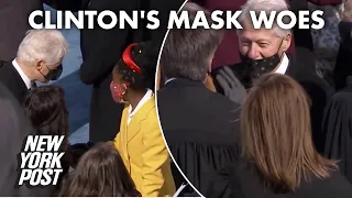 Bill Clinton’s mask struggles at inauguration drive Twitter wild | New York Post