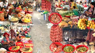 Very Popular Cambodian Food Market Tour | Massive Supply of Fresh Food, Vegetables, Meat & More