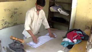 Rare & Unique Type Of Indigenous Charcoal Iron & Two Persons' Ironing Style With It..  Mumbai, India