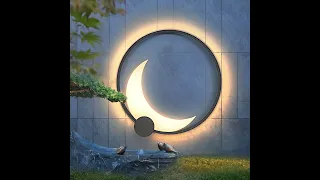 Dazuma_Outdoor Wall Lighting_Round Moon Waterproof Black LED Wall Sconce Lighting Outdoor Wall Lamp