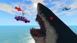 GIANT Megalodon Attack AND Destroys LOS SANTOS In GTA 5 - Biggest Shark FIGHT