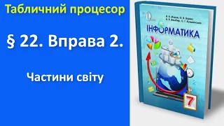 § 22. Вправа 2. Частини світу | 7 клас | Морзе