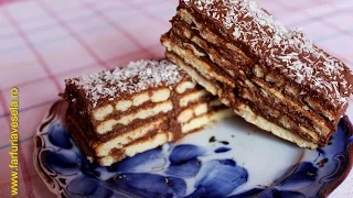 Tort de biscuiti cu crema de cacao | Farfuria vesela