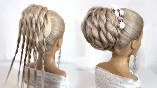 Wedding, evening hairstyle.Beautiful hairstyles step by step.Bundle