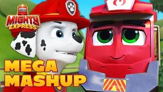 Marshall & Rescue Red Save The Day! - PAW Patrol + Mighty Express Mashup! - Mighty Express Official