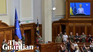 EU flag hoisted in Ukraine's parliament