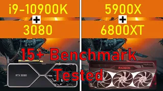 Ryzen 5900X + RX6800XT vs intel i9-10900K + RTX3080 Benchmarks Gameplay tested 1080p, 1440p, 4K