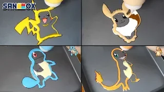 Pokemon Pancake art - Pikachu, charmander, Squirtle, Eevee