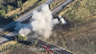 HIMARS MLRS strike on two Russian 2S9 Nona-S self-propelled guns on the outskirts of Donetsk